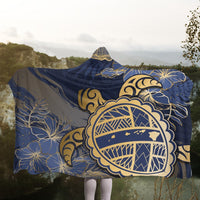 Hawaii Turtle Hibiscus Gold Hooded Blanket - Kyn Style - AH - Polynesian Pride