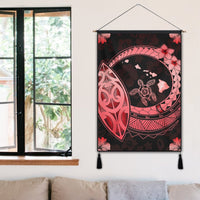 Hawaii Turtle Hibiscus Map Polynesian Hanging Poster Red - AH - Polynesian Pride