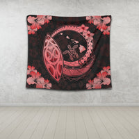Hawaii Turtle Hibiscus Map Polynesian Tapestry Red - AH - Polynesian Pride