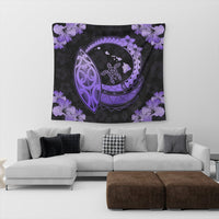 Hawaii Turtle Hibiscus Map Polynesian Tapestry Violet - AH - Polynesian Pride