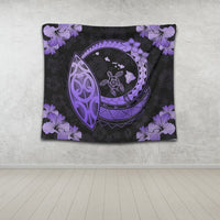 Hawaii Turtle Hibiscus Map Polynesian Tapestry Violet - AH - Polynesian Pride