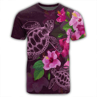 Hawaii Turtle Hibiscus Pink Simple T Shirt - Polynesian Pride