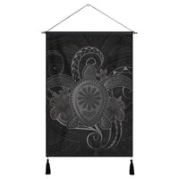 Hawaii Turtle Hibiscus Polynesian Hanging Poster - Full Style - Gray - AH Hanging Poster Cotton And Linen - Polynesian Pride
