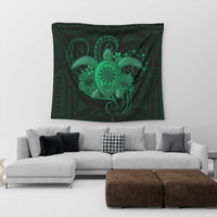 Hawaii Turtle Hibiscus Polynesian Tapestry - Full Style - Green - AH - Polynesian Pride