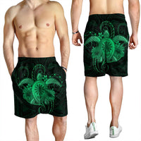 Hawaii Turtle Hibiscus Polynesian Men's Shorts - Full Style - Green - AH - Polynesian Pride