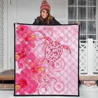 Hawaii Turtle Hibiscus Vintage Pink Premium Quilts - AH - Polynesian Pride