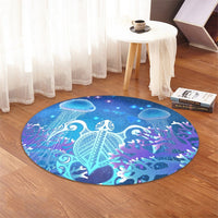 Hawaii Turtle Jellyfish Coral Round Carpet Galaxy Round Carpet - AH - Polynesian Pride