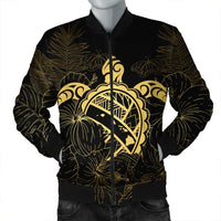 Hawaii Turtle Kanaka Golden Bomber Jacket - AH Black Unisex - Polynesian Pride