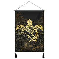 Hawaii Turtle Kanaka Golden Hanging Poster - AH Hanging Poster Cotton And Linen - Polynesian Pride