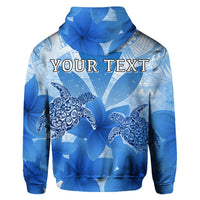 Custom Hawaii Turtle Kanaka Plumeria Polynesian Hoodie Blue - Polynesian Pride