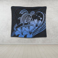 Hawaii Turtle Map Polynesian Tapestry Safety Blue - AH - Polynesian Pride