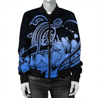 Hawaii Turtle Map Polynesian Bomber Jacket Safety Blue - AH - Polynesian Pride