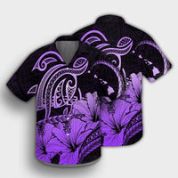 Hawaii Turtle Map Polynesian Hawaiian Shirt Safety Violet 2 - AH - Polynesian Pride