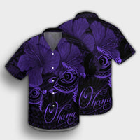 Hawaii Turtle Ohana Hibiscus Poly Hawaiian Shirt - Purple - AH - Polynesian Pride