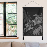 Hawaii Turtle Plumeria Coconut Tree Polynesian Hanging Poster - Gray - AH - Polynesian Pride