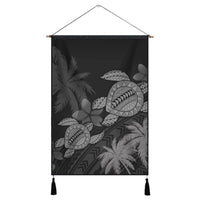 Hawaii Turtle Plumeria Coconut Tree Polynesian Hanging Poster - Gray - AH Hanging Poster Cotton And Linen - Polynesian Pride