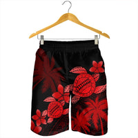 Hawaii Turtle Plumeria Coconut Tree Polynesian Men's Shorts - Red - AH - Polynesian Pride
