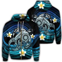 Hawaii Turtle Plumeria Polynesian Zip Hoodie Mela Style Unisex Art - Polynesian Pride