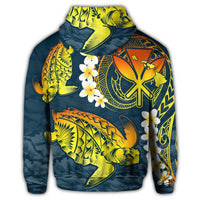 Hawaii Turtle Plumerian Polynesian Zip Hoodie Sease Style ver 2 - Polynesian Pride