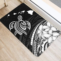 Hawaii Turtle Polynesian Map Plumeria Door Mat White AH - Polynesian Pride