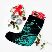 Hawaii Turtle Polynesian Map Plumeria Christmas Stocking Turquoise - AH - Polynesian Pride