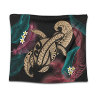 Hawaii Turtle Polynesian Tropical Tapestry - Ghia Style Gold - AH Wall Tapestry Black - Polynesian Pride