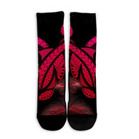 Hawaii Turtle Polynesian Tropical Crew Socks - Ghia Style Pink - AH - Polynesian Pride