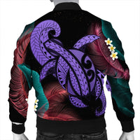 Hawaii Turtle Polynesian Tropical Bomber Jacket - Ghia Style Purple - AH - Polynesian Pride