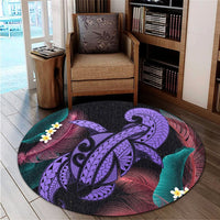 Hawaii Turtle Polynesian Tropical Round Carpet - Ghia Style Purple - AH - Polynesian Pride
