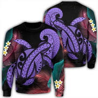Hawaii Turtle Polynesian Tropical Sweatshirt - Ghia Style Purple - AH Unisex Black - Polynesian Pride