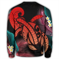 Hawaii Turtle Polynesian Tropical Sweatshirt - Ghia Style Red - AH - Polynesian Pride