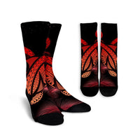 Hawaii Turtle Polynesian Tropical Crew Socks - Ghia Style Red - AH Crew Socks White - Polynesian Pride