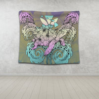 Hawaii Turtle Wave Polynesian Tapestry - Hey Style Yellow - AH - Polynesian Pride