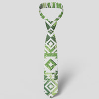 Hawaii White Seamless Ethnic Pattern Monstera Leaf Necktie - Polynesian Pride