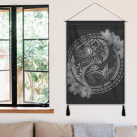 Hawaii Yin Yang Turtle Shark Hibiscus Plumeria Hanging Poster - Gray - AH - Polynesian Pride