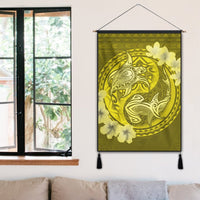 Hawaii Yin Yang Turtle Shark Hibiscus Plumeria Hanging Poster - Yellow - AH - Polynesian Pride
