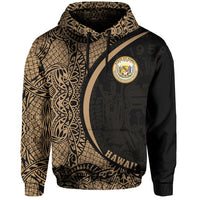 Hawaii Polynesian Hoodie Gold Round Style - Polynesian Pride