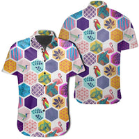 Hawaiian Shirt - Parrot Toucans Hummingbird Flamingo tropical Leaves Shirt Unisex Black - Polynesian Pride