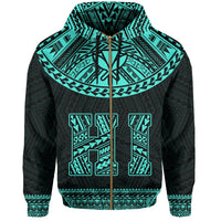 Hawaii Kanaka Polynesian Zip Hoodie Divinity Turquoise - Polynesian Pride