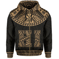 Hawaii Kanaka Polynesian Zipper Hoodie Divinity Gold - Polynesian Pride