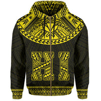 Hawaii Kanaka Polynesian Zipper Hoodie Divinity Yellow - Polynesian Pride