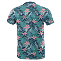 Hawaii Tropical Monstera Leaf Blue T Shirt - Polynesian Pride