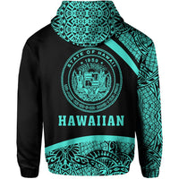 Hawaii Polynesian Zipper Hoodie Turquoise Round Style - Polynesian Pride