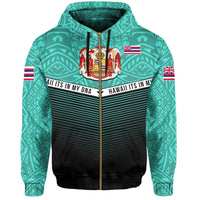 Hawaii Polynesian Zipper Hoodie Turquoise Mix Style - Polynesian Pride