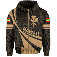 Kanaka Polynesian Zipper Hoodie Gold Doma Style - Polynesian Pride