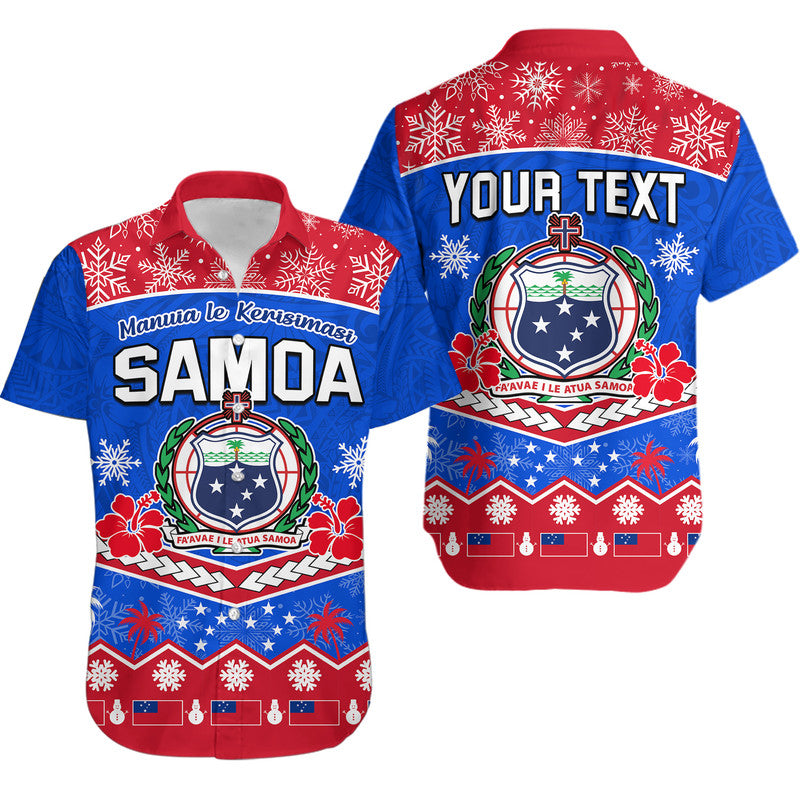 (Custom Personalised) Samoa Tribal Polynesian Christmas Vibe Hawaiian Shirt LT9 Blue - Polynesian Pride