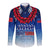 Personalised Samoa Sevens Long Sleeves Button Shirt Manu Siva Tau With Ula Fala LT7 Unisex Blue - Polynesian Pride