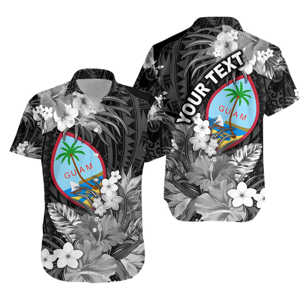 (Custom Personalised) Guam Polynesian Hawaiian Shirt Tropical Flowers - Black LT8 - Polynesian Pride