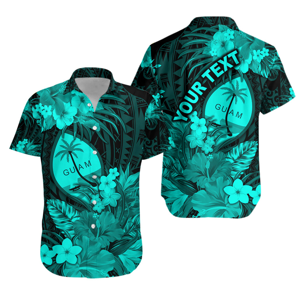 (Custom Personalised) Guam Polynesian Hawaiian Shirt Tropical Flowers - Turquoise LT8 - Polynesian Pride