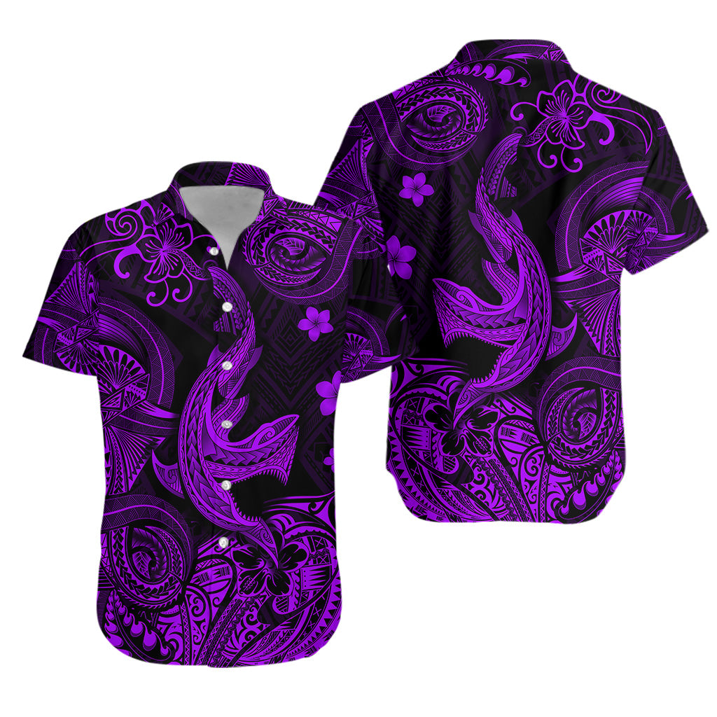 Hawaii Angry Shark Polynesian Hawaiian Shirt Unique Style - Purple LT8 Purple - Polynesian Pride
